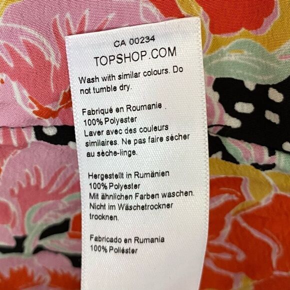 Topshop Pastel Floral Print Puff Sleeve Back Cutout Midi Dress NWT Size 4/Small - Picture 6 of 7